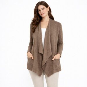 Barefoot Dreams Chic Lite Women's S/M Light Cocoa Open Front Cardigan Sweater